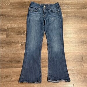 Red Engine Fire Bell Boot Cut Flare Jeans Size 27
